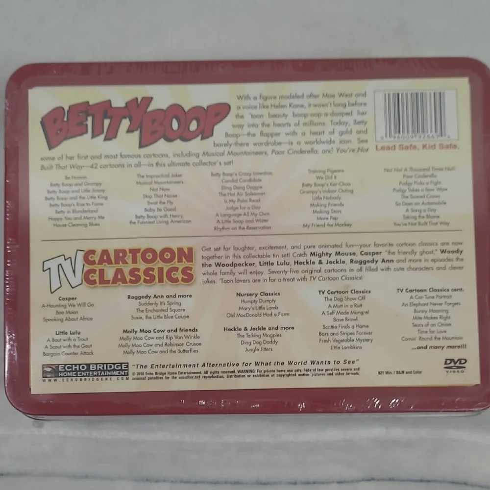 Vintage Betty Boop Red and Yellow Kids Lunch Box With DVDS Inside. - Picture 6 of 7